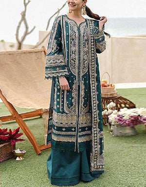 Luxury Heavy Embroidered Lawn Dress 2024 with Emb. Net Dupatta