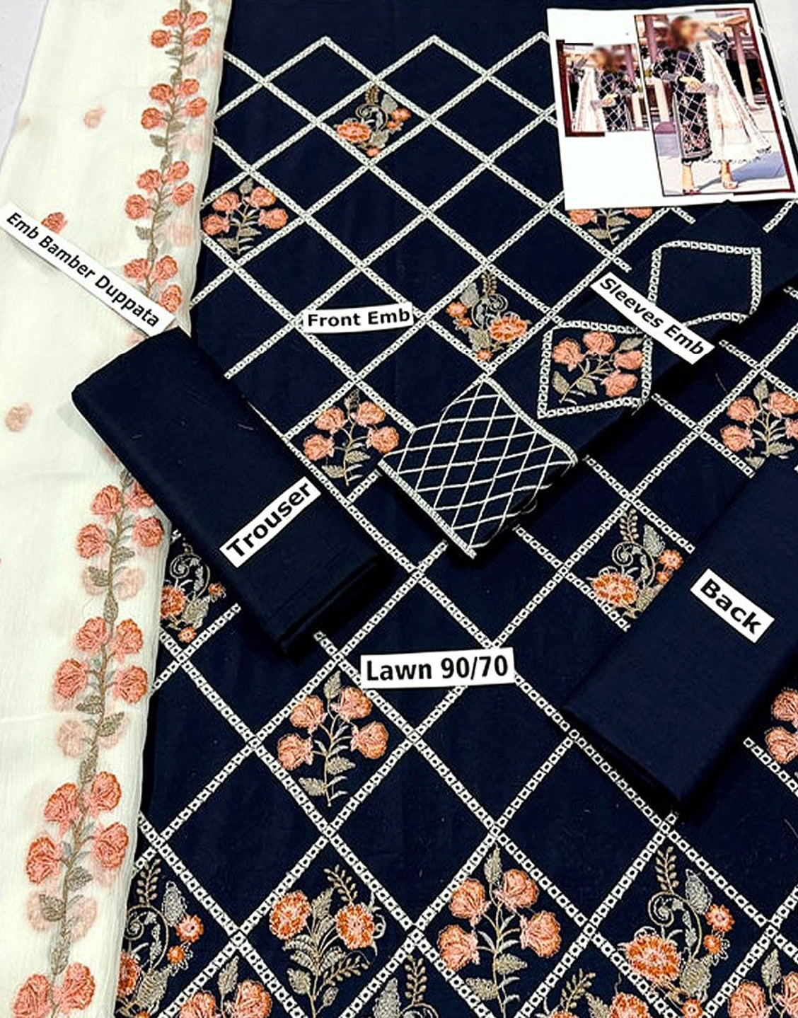 Trendy Embroidered Lawn Dress with Emb. Chiffon Dupatta