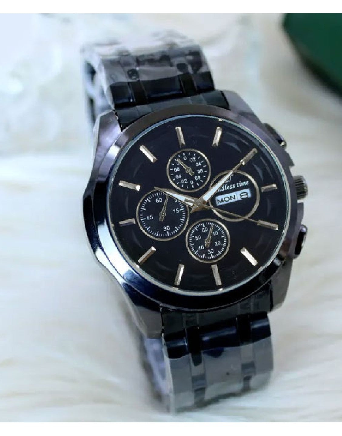 Endless Time Men's Day & Date Chain Watch - Black