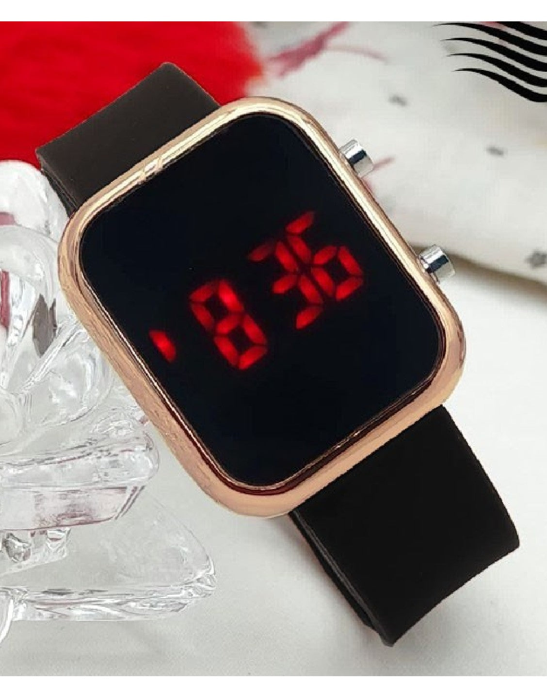 LED Rubber Strap Watch for Kids - Black