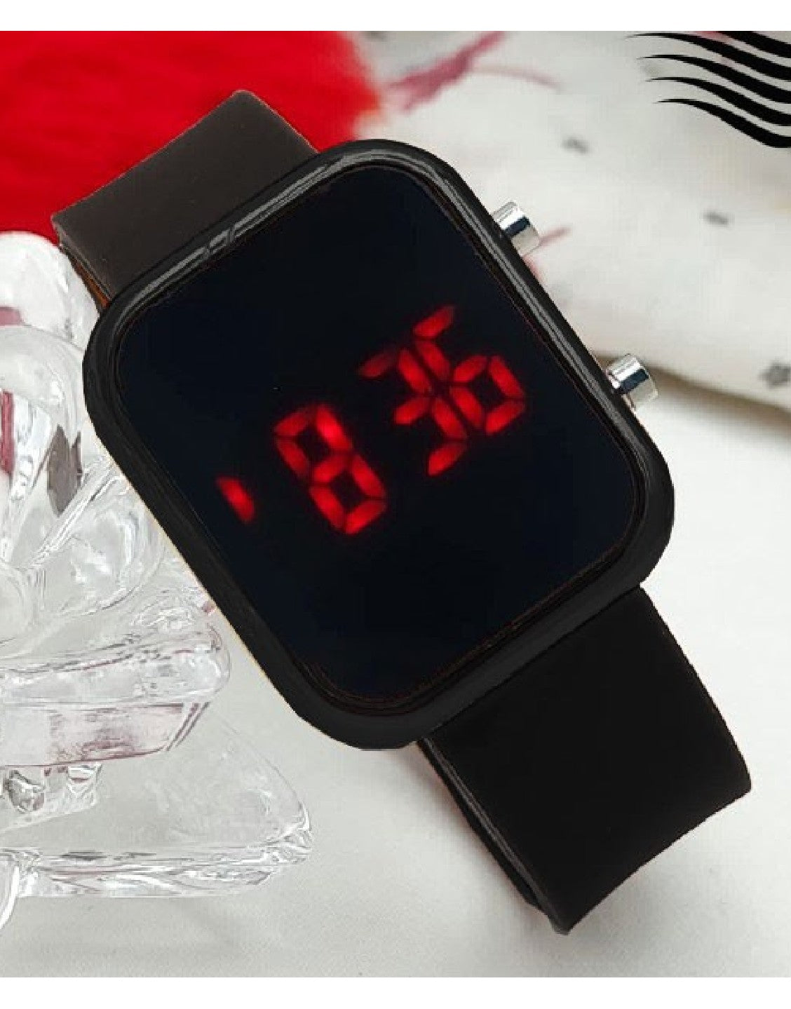 LED Rubber Strap Watch for Kids - Black