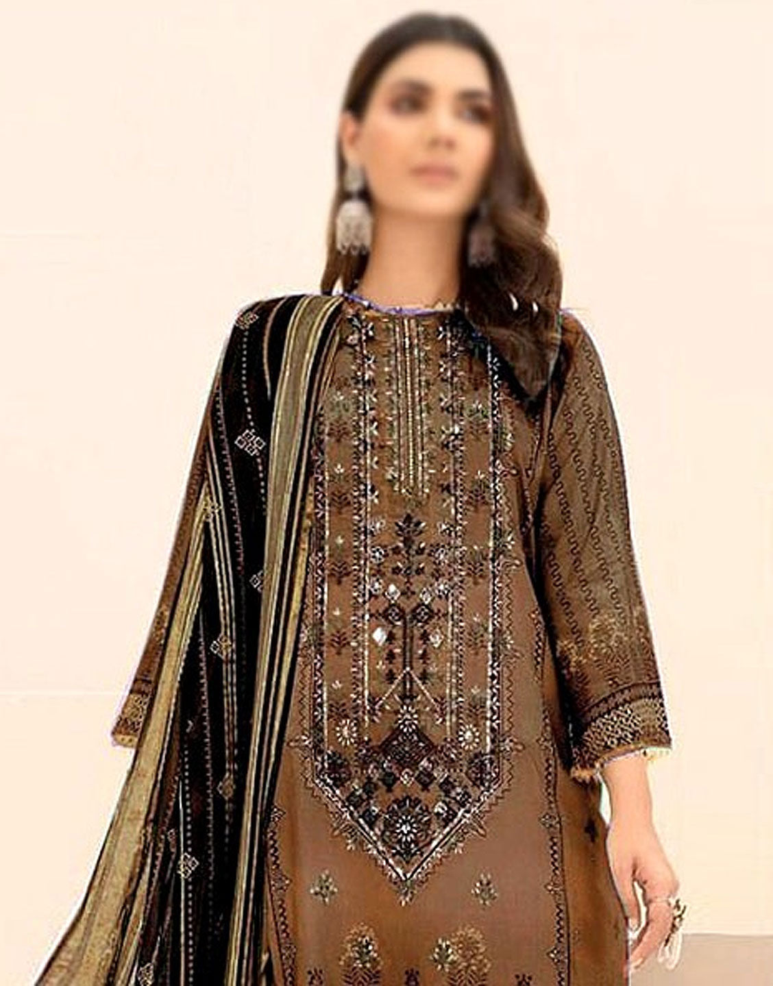 Elegant Sequins Embroidered Lawn Dress with Chiffon Dupatta