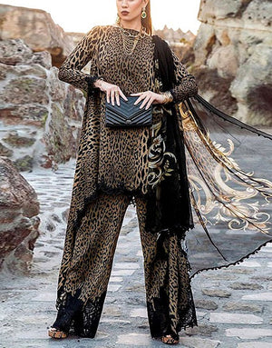 All-Over Digital Print Embroidered Lawn Dress with Silk Dupatta