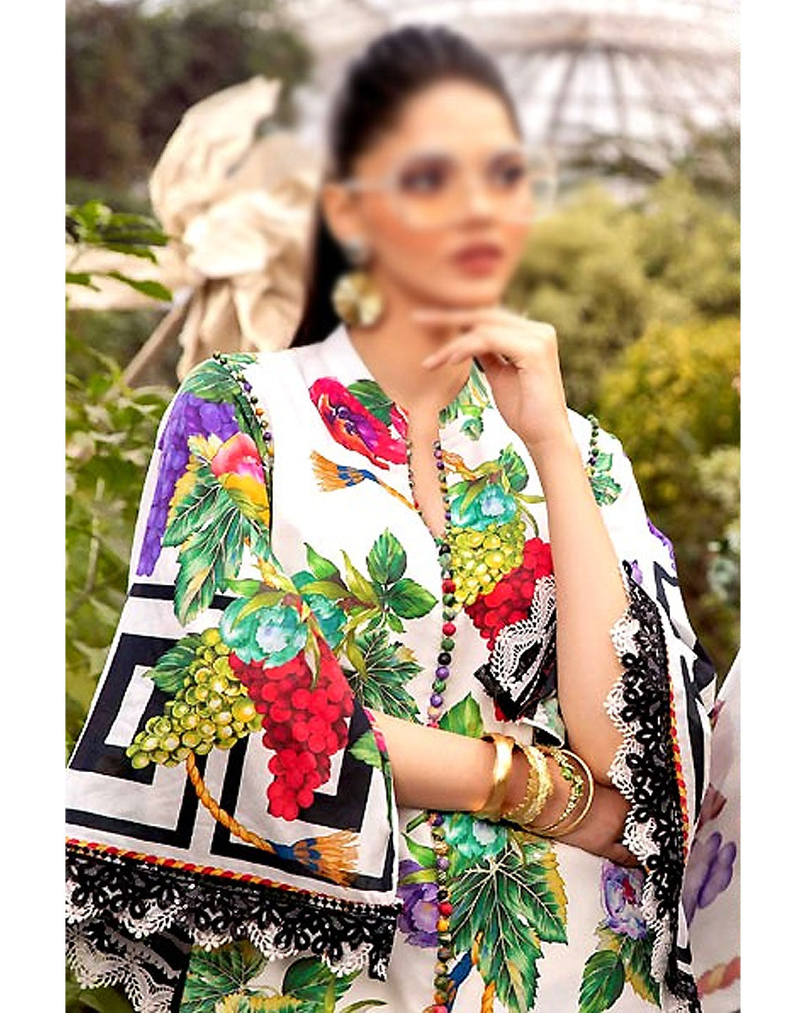 All-Over Print Embroidered Lawn Suit with Chiffon Dupatta