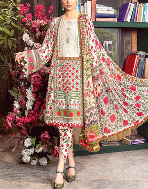 Heavy Schiffli Embroidered EID Lawn Dress with Chiffon Dupatta