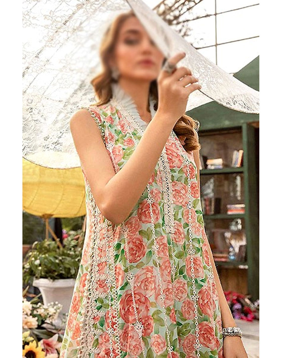 Embroidered EID Lawn Dress with Printed Chiffon Dupatta