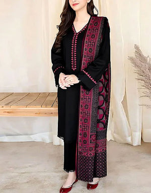 Sequins Embroidered Black Lawn Dress 2024 with Organza Diamond Dupatta