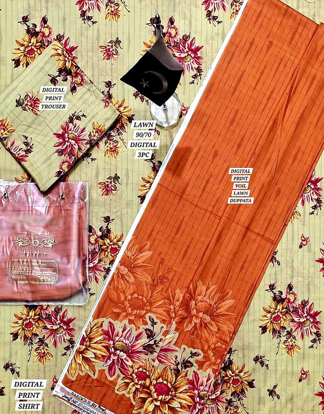 Digital All-Over Print Lawn Dress with Voil Lawn Dupatta