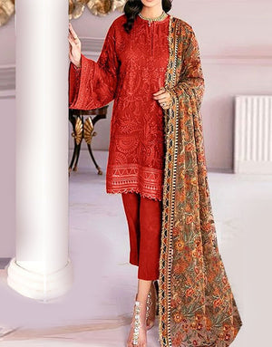 Heavy Embroidered Lawn Dress 2024 with Emb. Brochia Dupatta