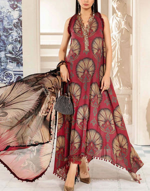 All-Over Print Embroidered Lawn Suit with Chiffon Dupatta