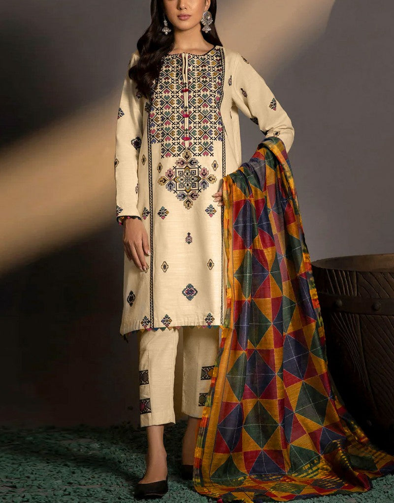 Heavy Embroidered Lawn Suit 2024 with Digital Print Diamond Dupatta