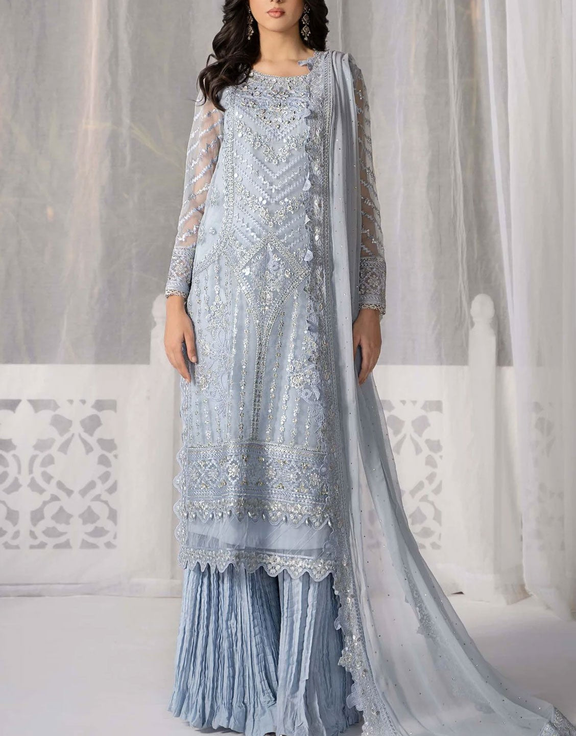 Maria B Embroidered 3 Piece Organza Formal Dress | SF-EF24-29