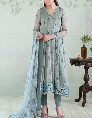 Maria B 3 Piece Formal Yarn Dyed Suit for Wedding | DW-EA24-29 Blue