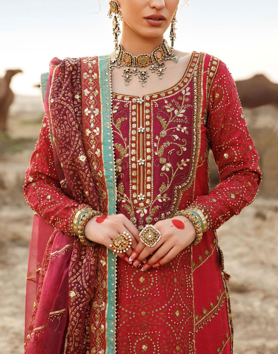 Maria B Fancy Red Organza Party Wear Suit | Chundari MC-704-S