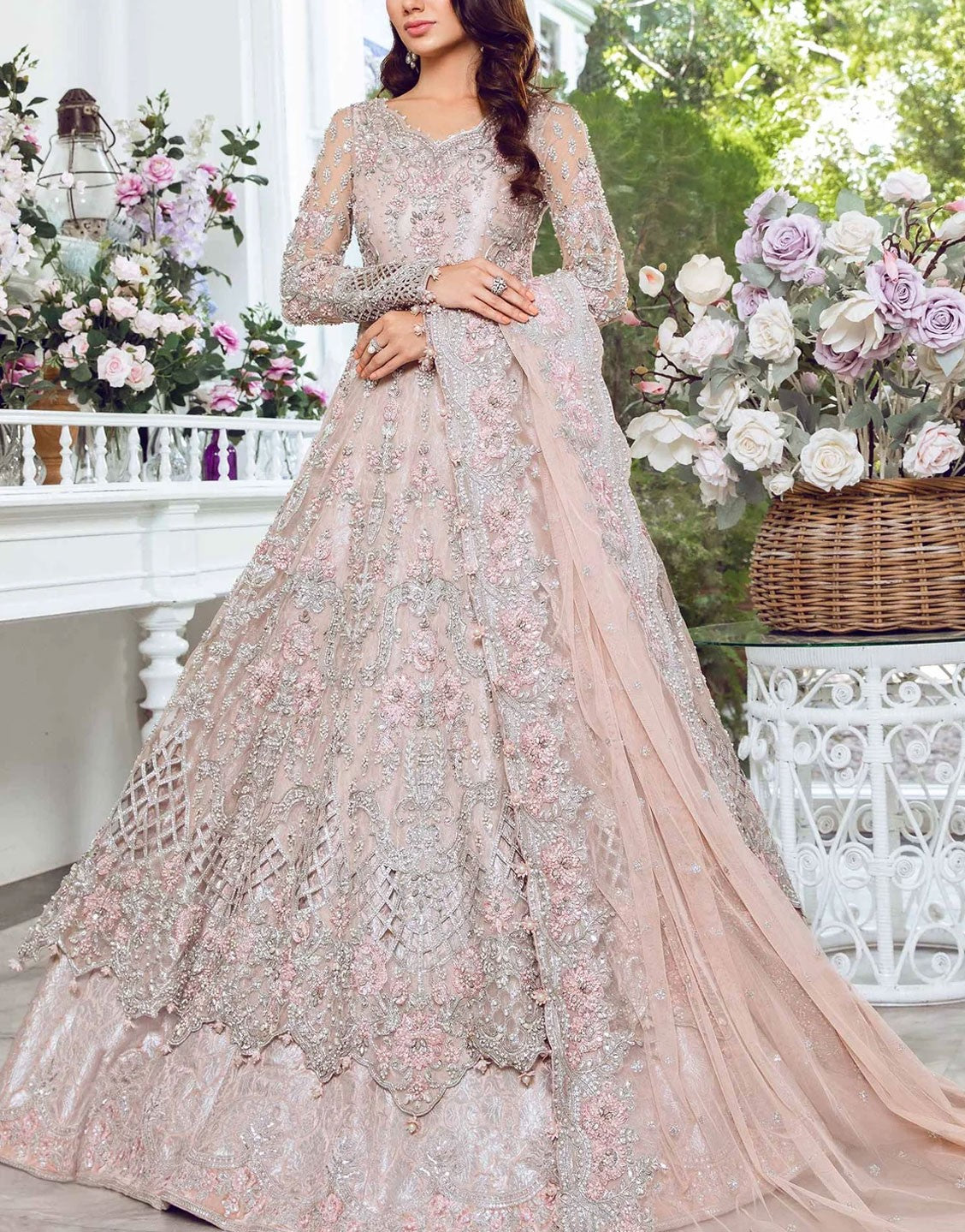 Maria B Luxury Bridal Net Lehenga Dress | Nyra MC-808-S
