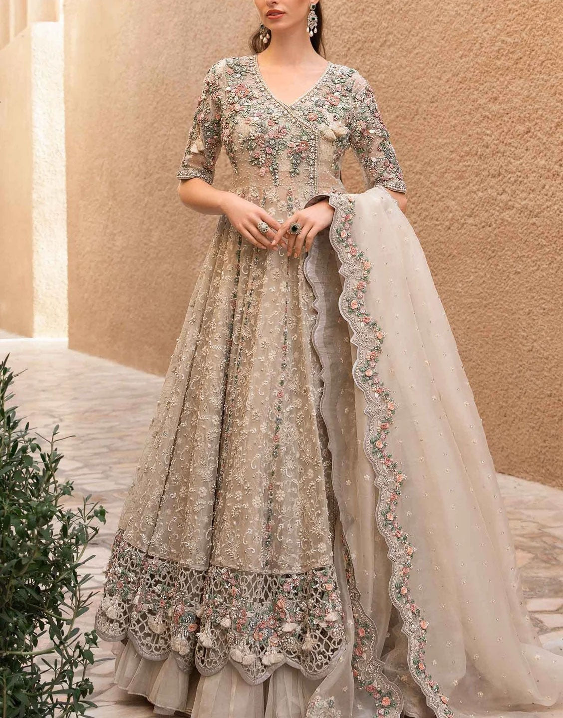 Maria B Luxury Organza Party Wear Maxi Dress | Irem FX-862