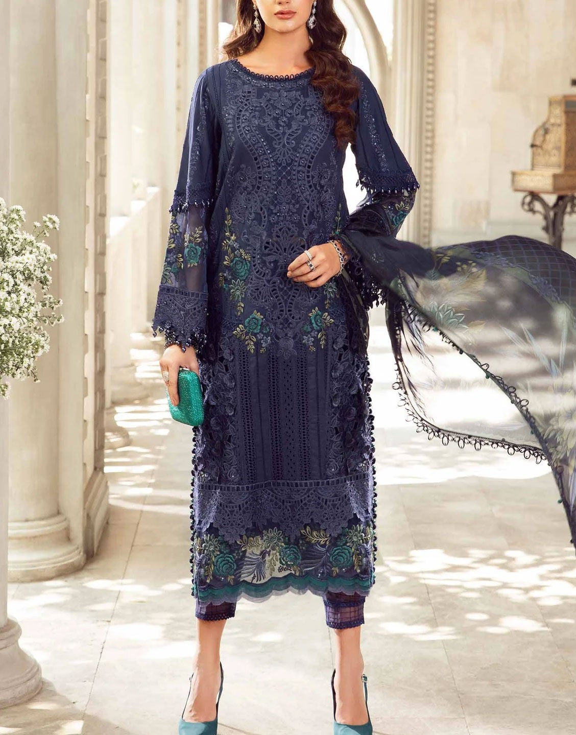 Maria B Unstitched Embroidered Lawn Dress | EL-24-09