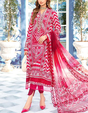 All-Over Print Embroidered Lawn Dress 2024 With Chiffon Dupatta