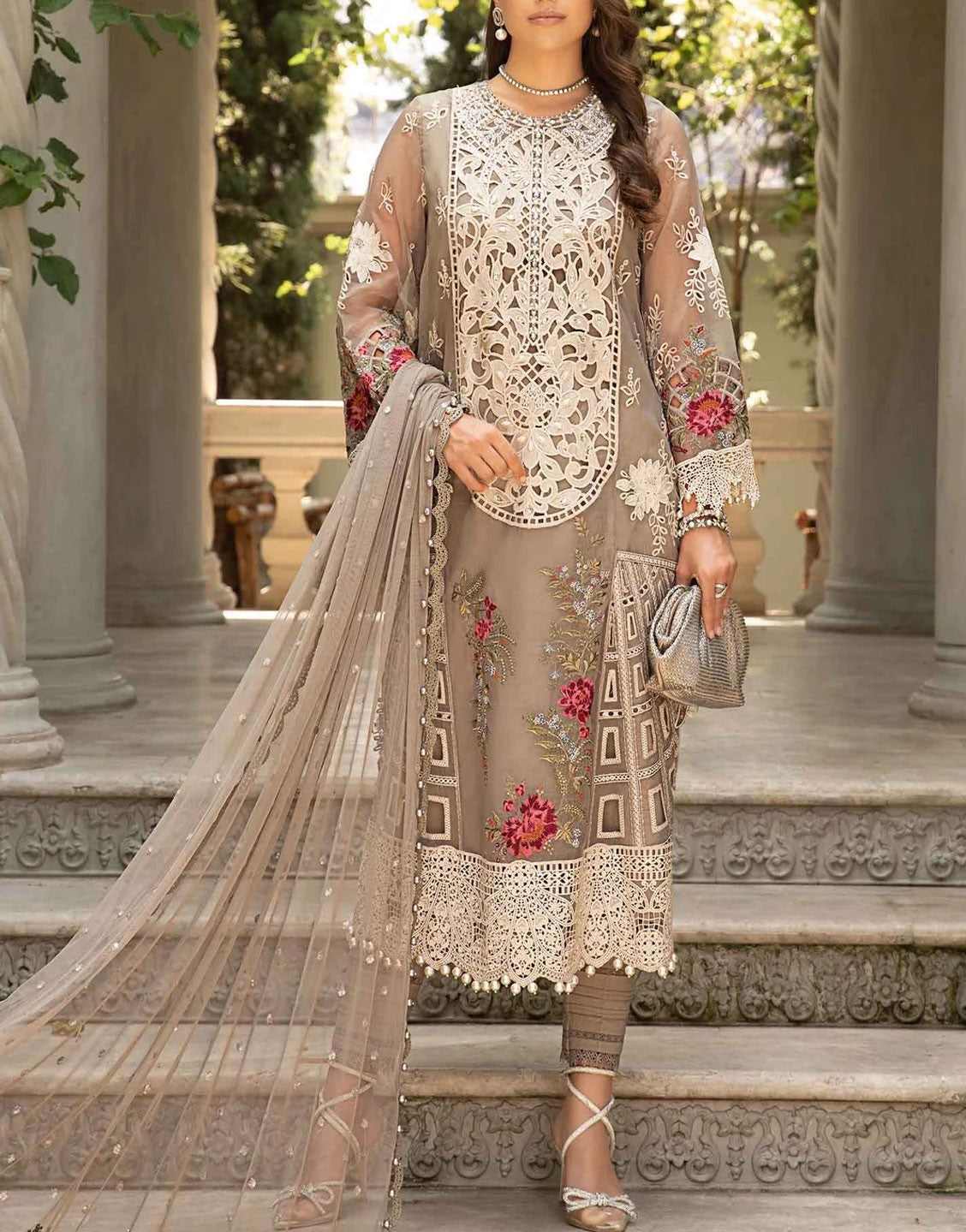 sachin and babi light blue dress MARIA B EMBROIDERED CHIFFON PARTY WEAR| UNSTITCHED MASTER REPLICA| TOP   Shaebiz Collection