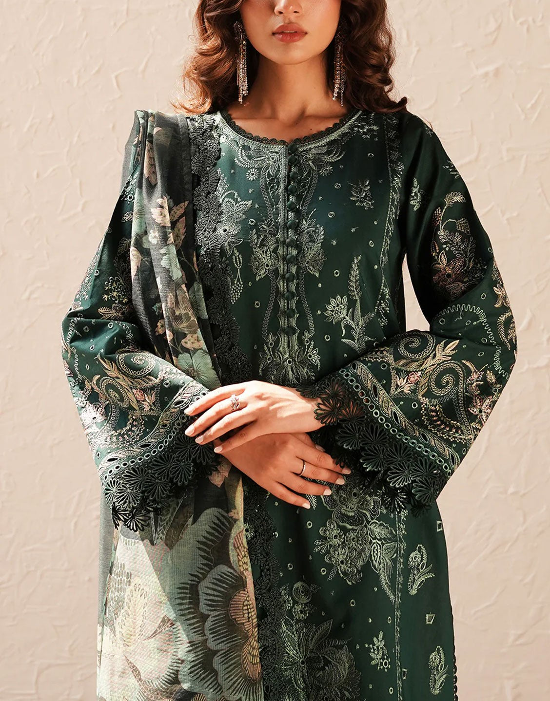 Afrozeh Luxury Chikankari Lawn Suit | Viridian
