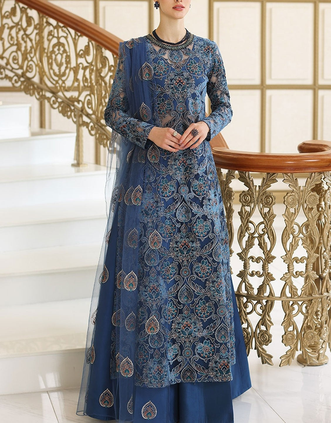 Bareeze Formal Net Party Wear Dress | SHAHTAAJ CH4221