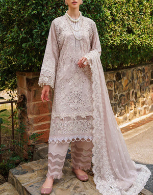 Baroque Luxury Schiffli Embroidered Swiss Lawn Dress | SL12-D03