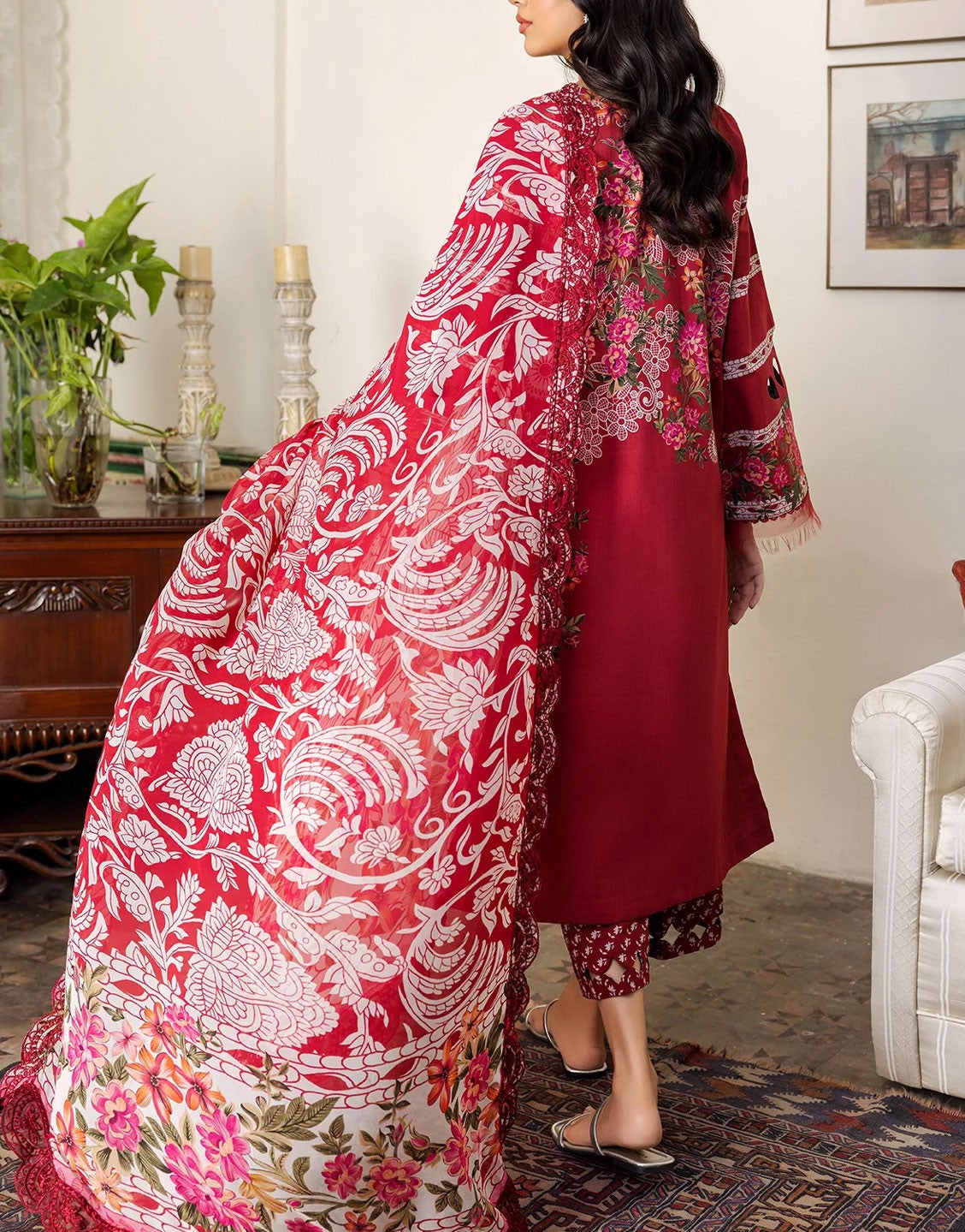 Charizma Embroidered Lawn Shirt with Chiffon Dupatta | CRN4-14