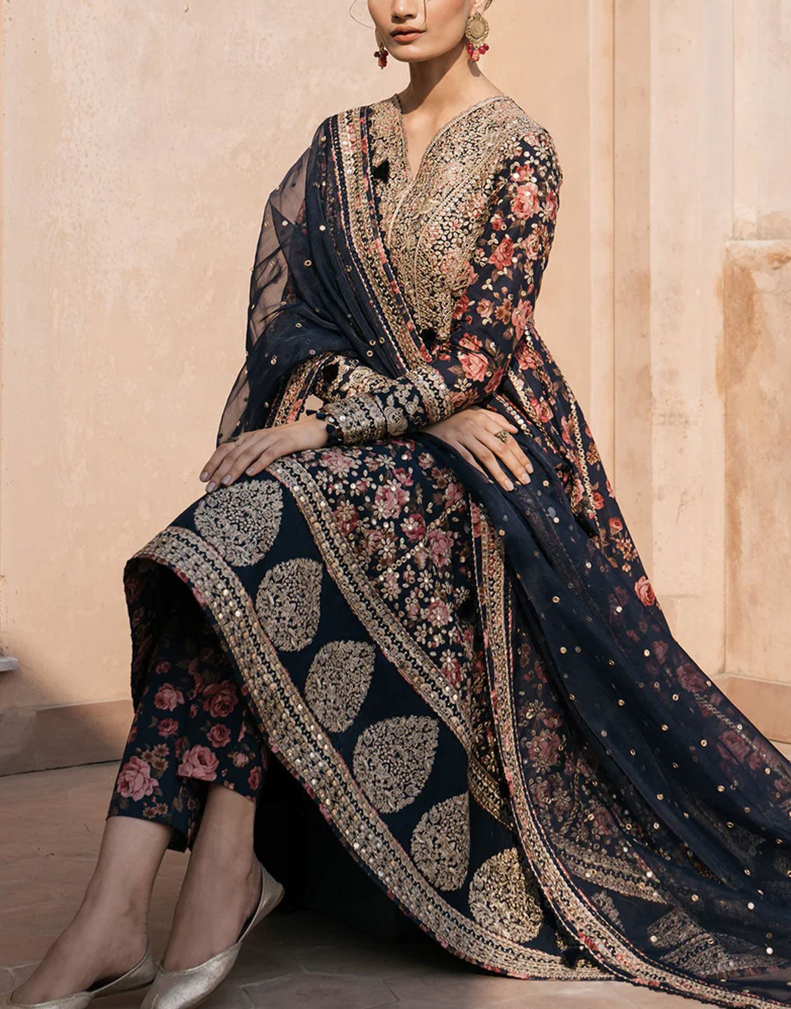 Jazmin Luxury Embroidered Shahkaar Lawn Maxi | SL24-D1