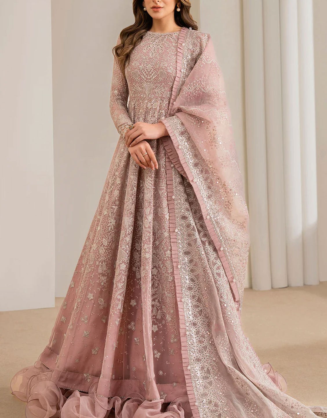 Jazmin Luxury Embroidered Chiffon Bridal Maxi Dress | UC-3024