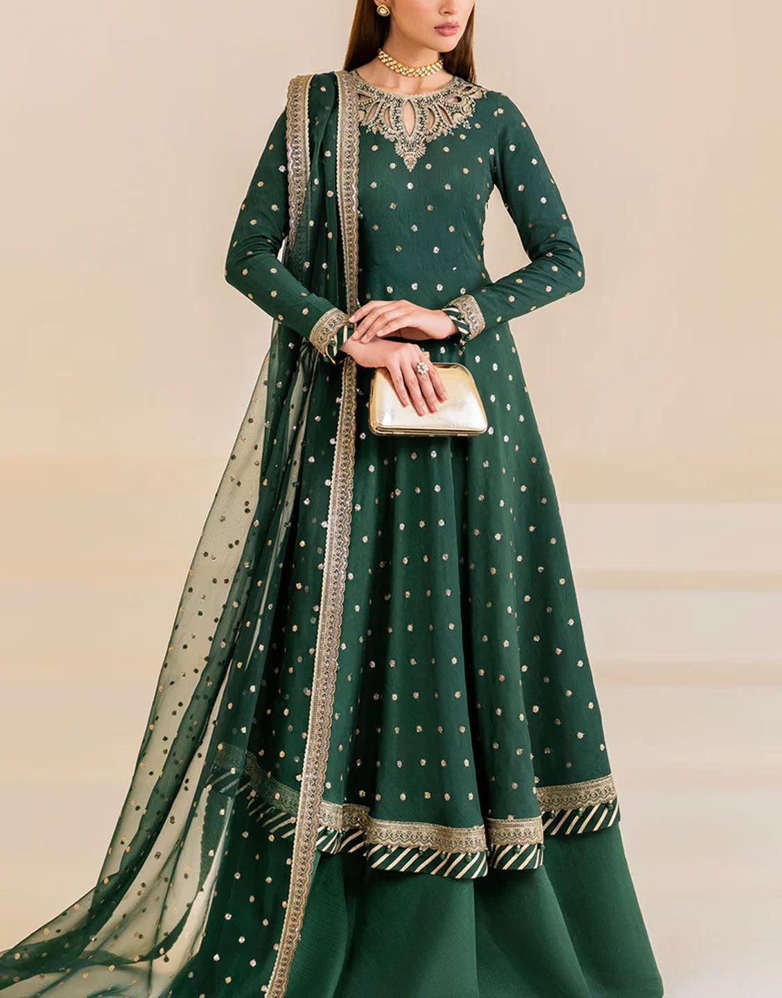 Jazmin Formal Raw Silk Wedding Wear Dress | UR-7021