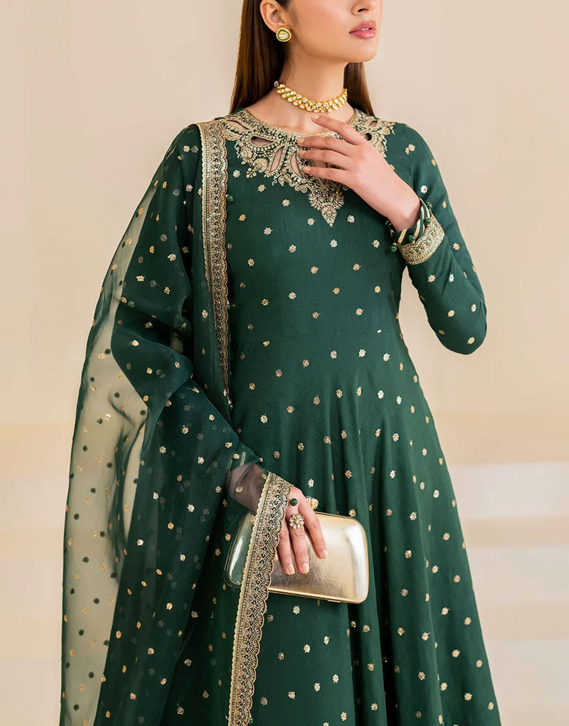 Jazmin Formal Raw Silk Wedding Wear Dress | UR-7021