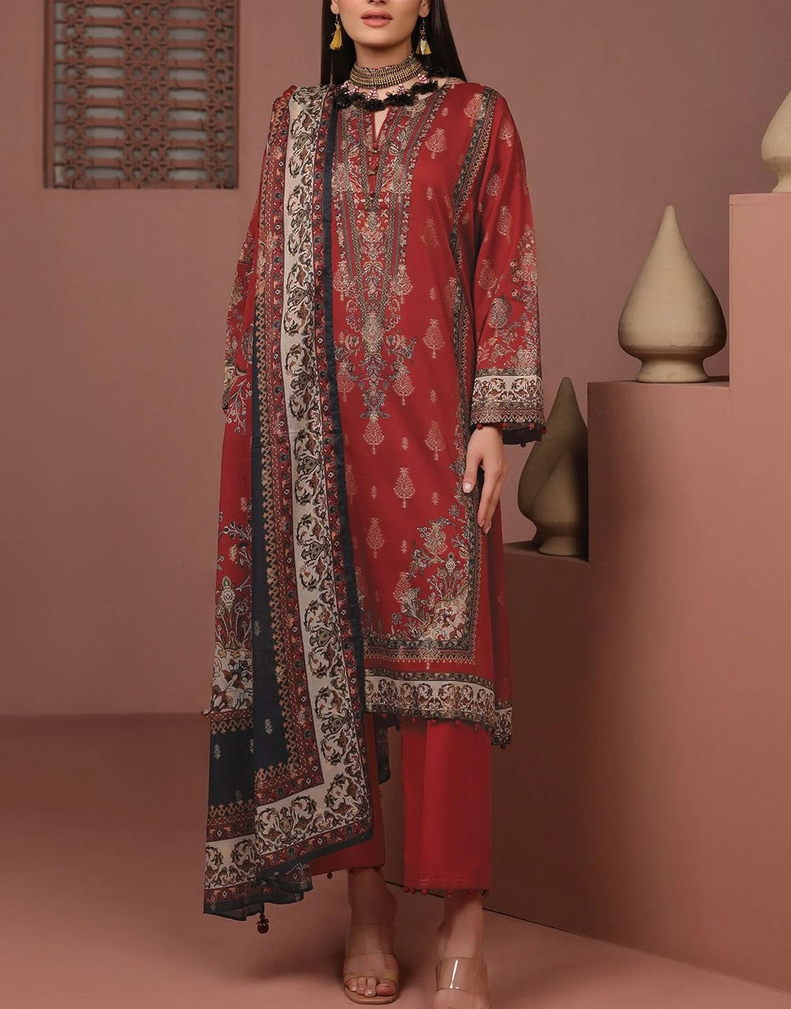 Khaadi Signature Digital Print Jacquard Dress | BCO240410