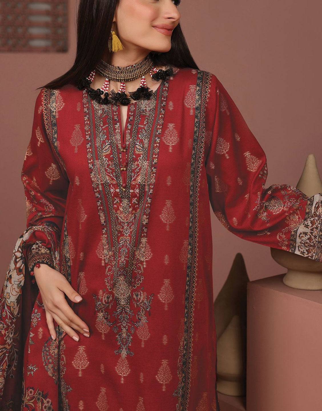 Khaadi Signature Digital Print Jacquard Dress | BCO240410