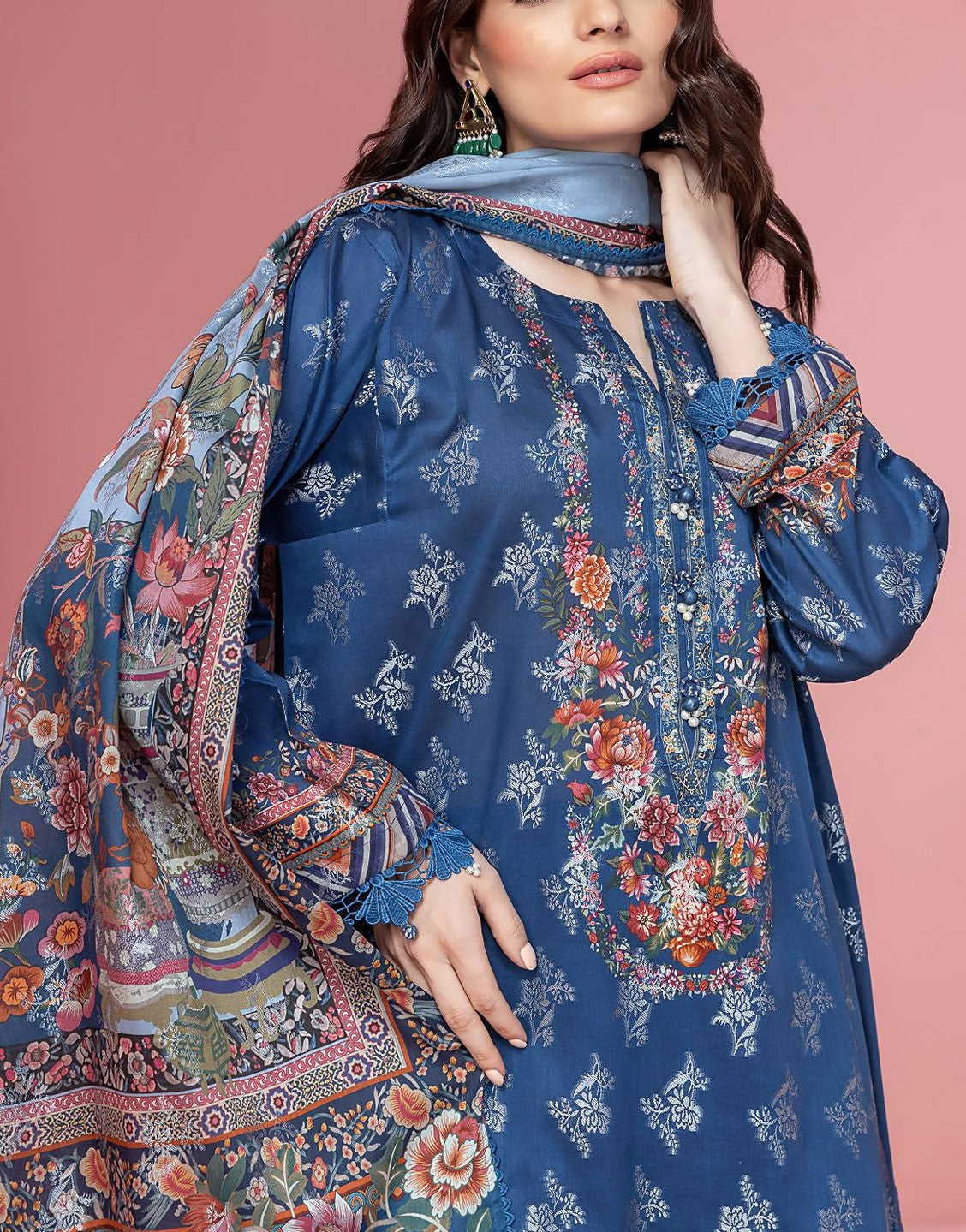 Khaadi 3 Pcs Digital Printed Jacquard Suit | BCO240304