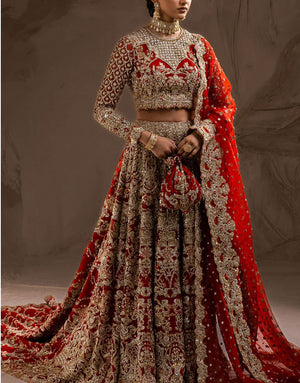 Maryum N Maria Luxurious Heavy Embroidered Bridal Lehenga | RUBY WOO / MBL0105