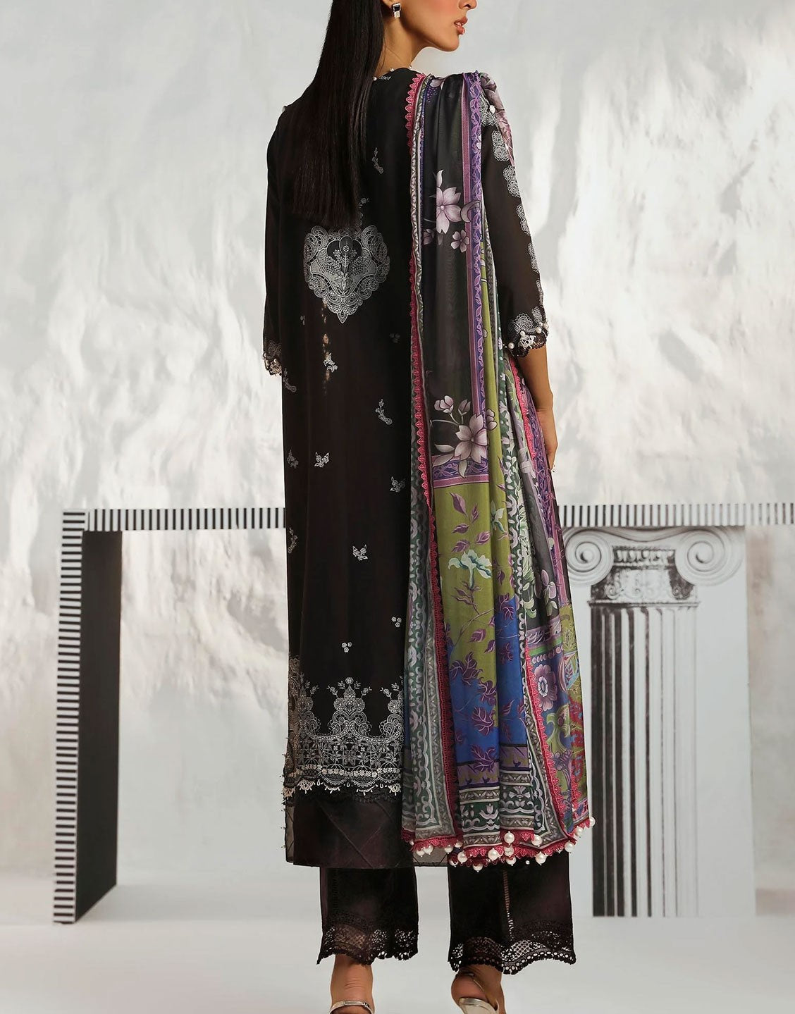 Sana Safinaz Black Summer Lawn Dress | M242-008A-CK