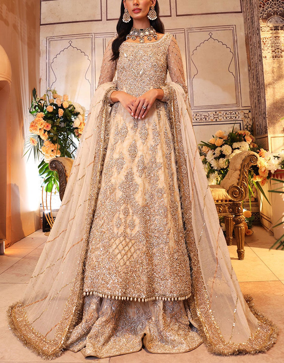 Aisha Imran Luxury Net Bridal Lehenga Dress