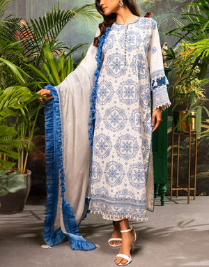 Alkaram 3 PC Embroidered Lawn Dress | EC-11-24-White
