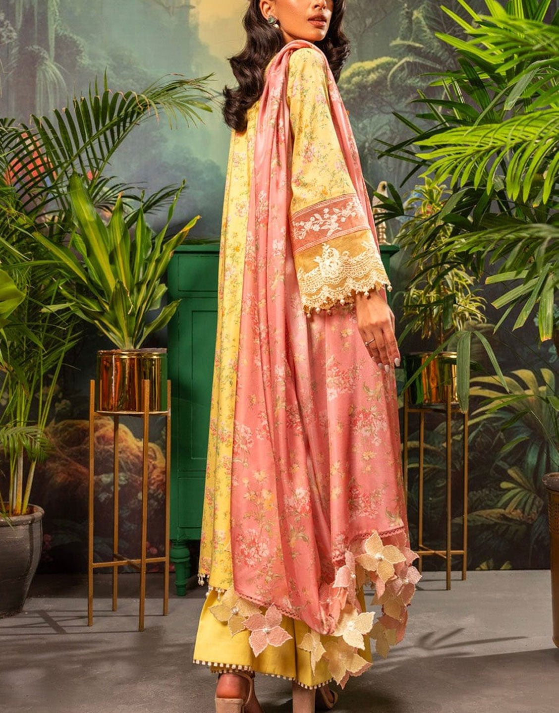 Al-karam 3 Piece Embroidered Lawn Suit | EC-02-24-Yellow