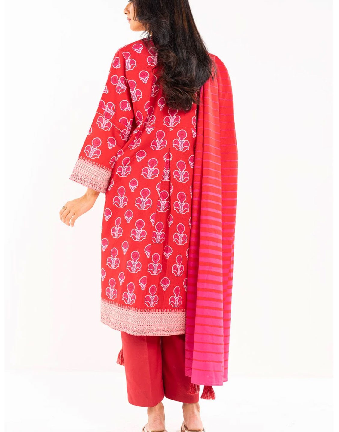 AlKaram Unstitched 3 Piece Printed Lawn Dress | SS-17-24-Red