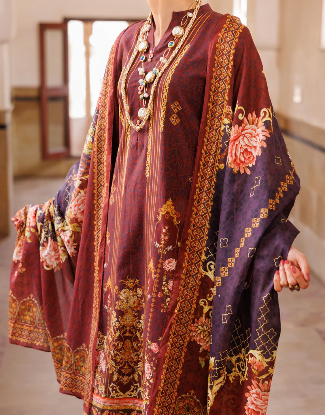 Almirah 3 Piece Festive Lawn Suit | ALP-3PS-1976