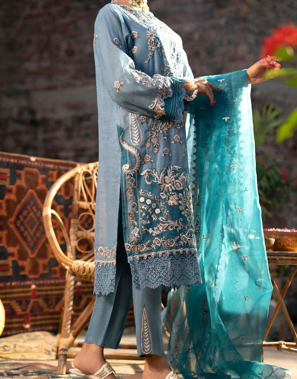 Almirah Formal Khaddi Stripe Party Wear Dress | AL-3PS-LS-UN-451