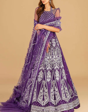 Asifa & Nabeel Net Party Wear Maxi Dress | Bandhani (ANB-07)