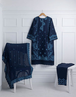 Azure Embroidered Lawn Dress with Chiffon Dupatta | Dreamscape
