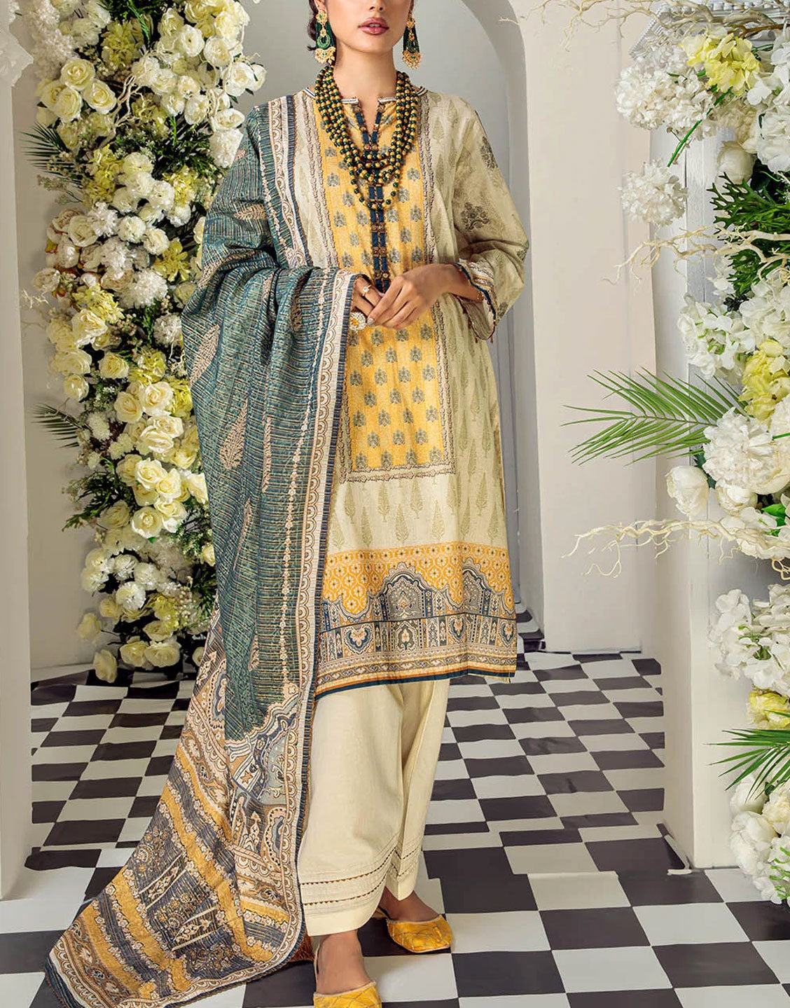 Bonanza Satrangi 3 Pcs Digital Print Lawn | BEIGE-LAWN ARNS223P05