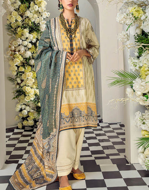 Bonanza Satrangi 3 Pcs Digital Print Lawn | BEIGE-LAWN ARNS223P05