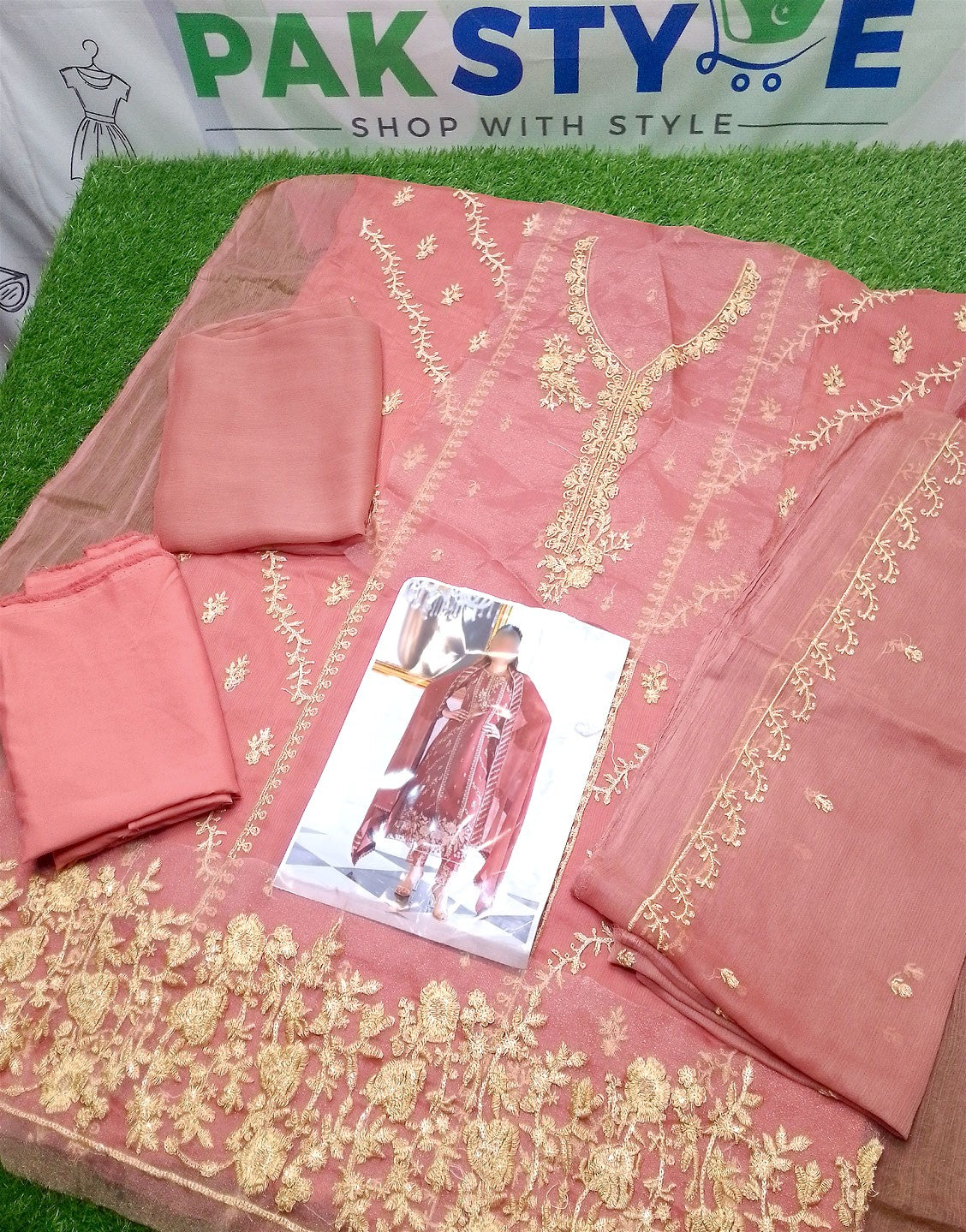 Fancy Embroidered Chiffon Party Wear Dress with Chiffon Dupatta