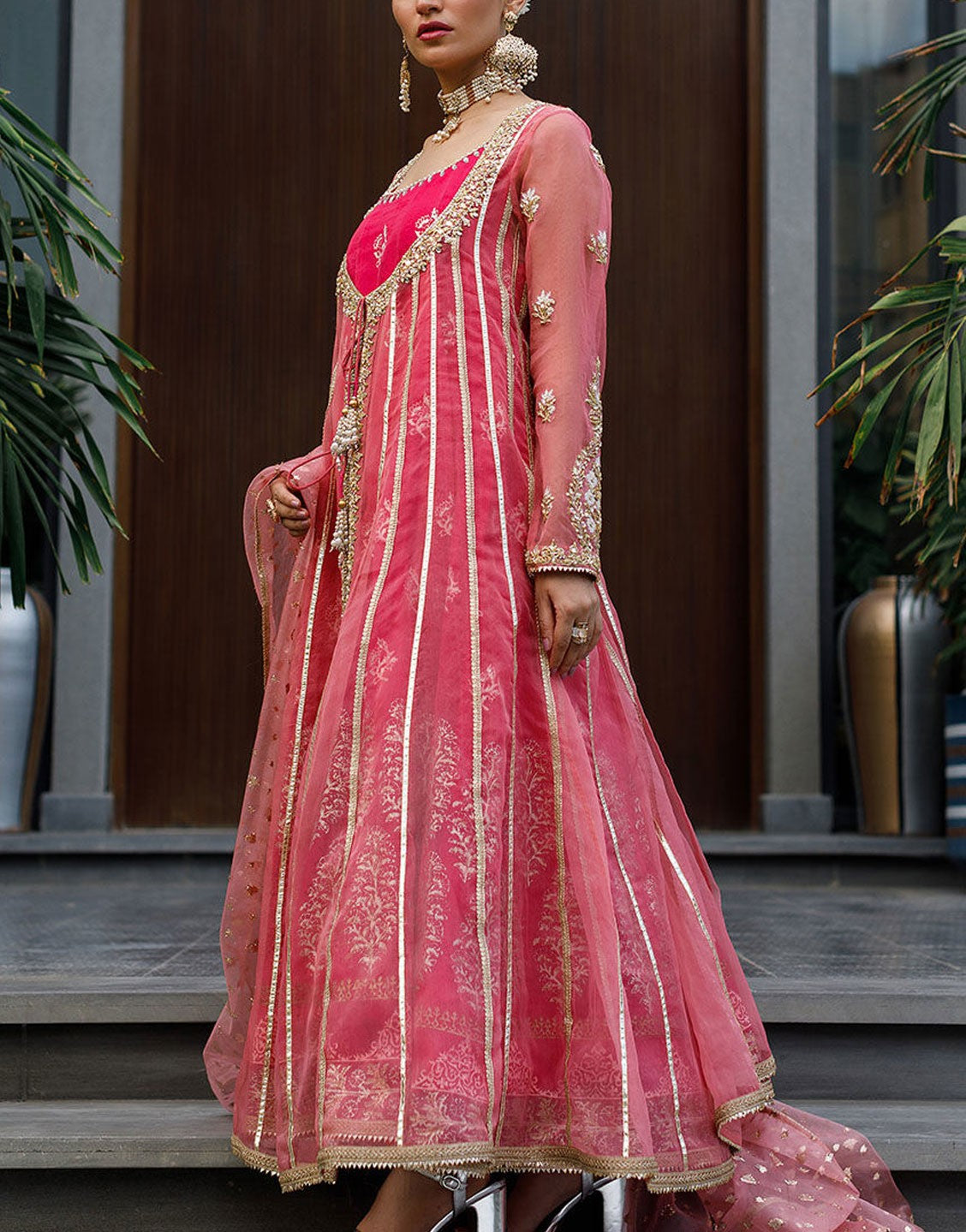 Deepak Perwani Anarkali Style Organza Maxi Dress | KTD4058