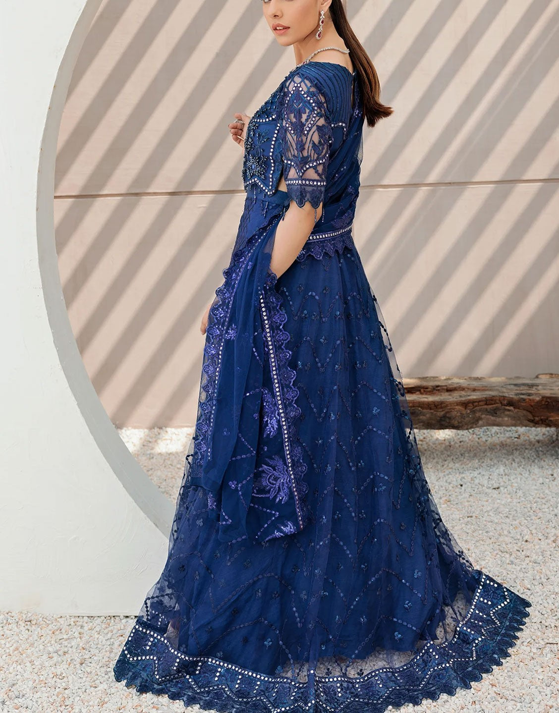 Emaan Adeel Luxury Embroidered Net Maxi Dress | BL-510