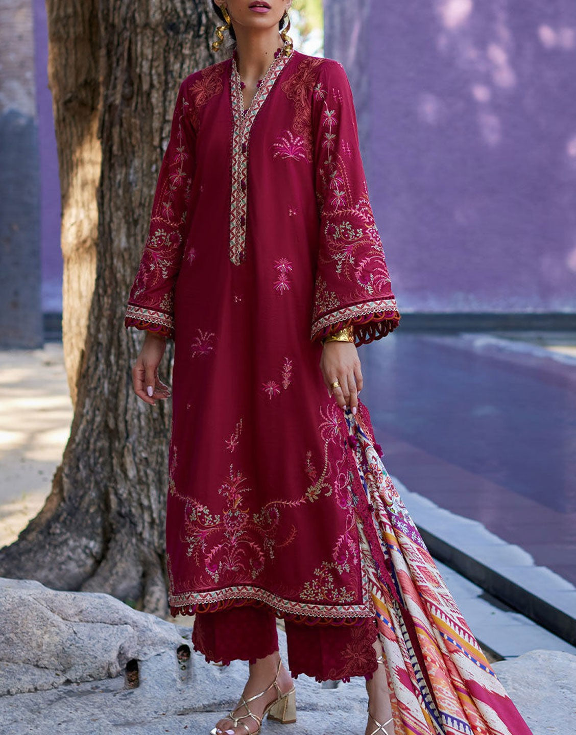 Farah Talib Aziz Embroidered Lawn Design | ENZO RED FTA-02-24